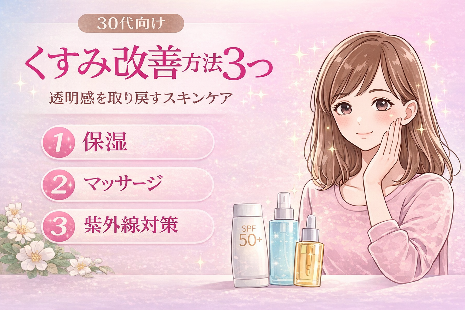30代のくすみ改善方法3つ｜透明感を取り戻すスキンケア